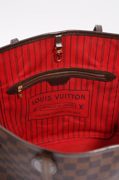 Louis Vuitton Womens Neverfull Bag Damier Ebene Canvas MM