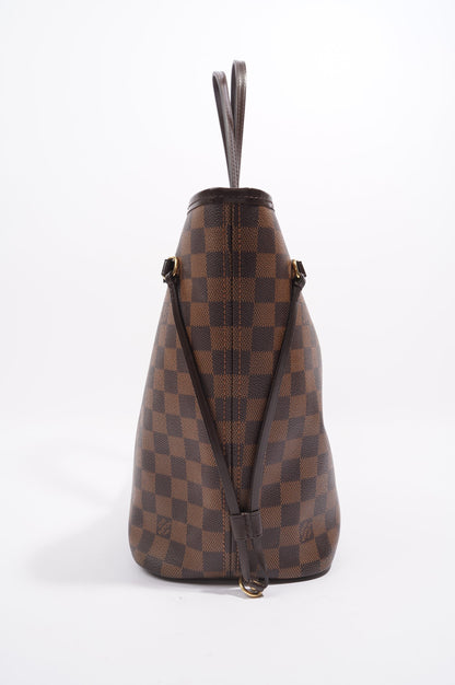 Louis Vuitton Womens Neverfull Bag Damier Ebene Canvas MM