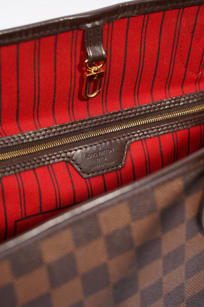 Louis Vuitton Womens Neverfull Bag Damier Ebene Canvas MM