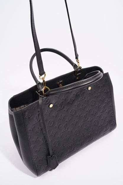Louis Vuitton Womens Montaigne Black Empreinte Leather MM