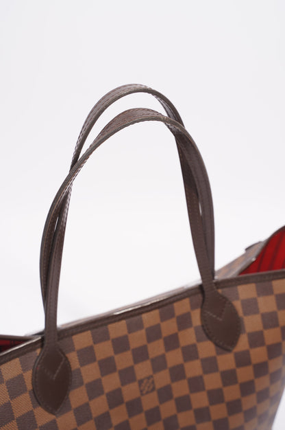 Louis Vuitton Womens Neverfull Bag Damier Ebene Canvas MM