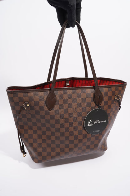 Louis Vuitton Womens Neverfull Bag Damier Ebene Canvas MM