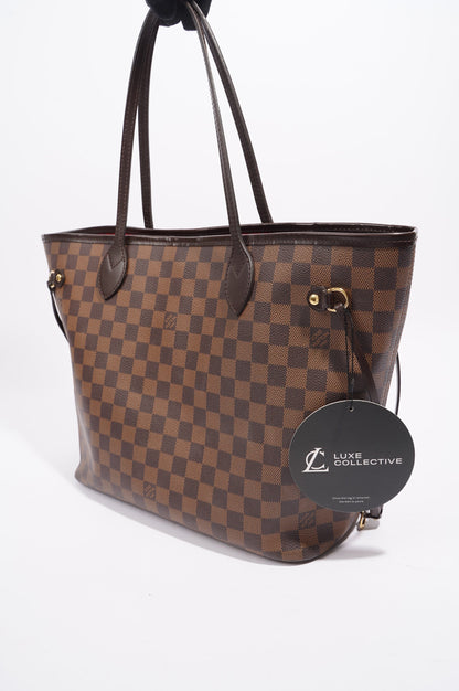 Louis Vuitton Womens Neverfull Bag Damier Ebene Canvas MM