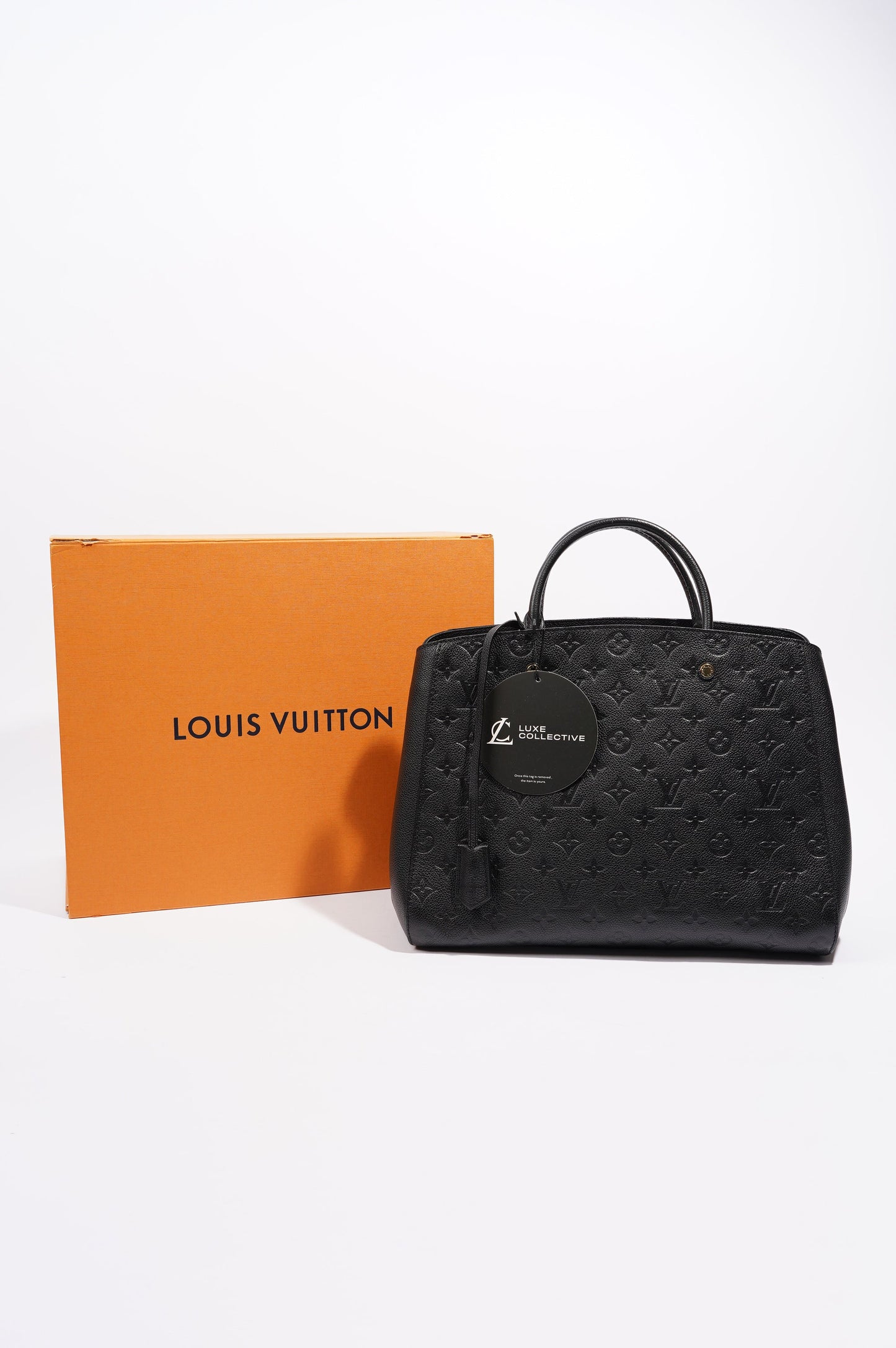 Louis Vuitton Womens Montaigne Black Empreinte Leather MM