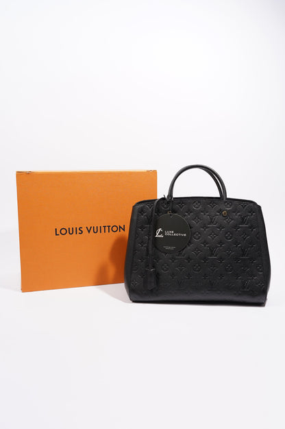Louis Vuitton Womens Montaigne Black Empreinte Leather MM