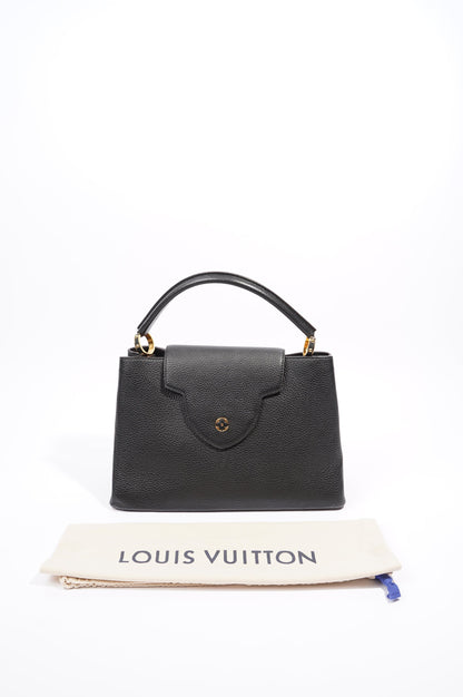 Louis Vuitton Womens Capucines Black Taurillon Leather MM