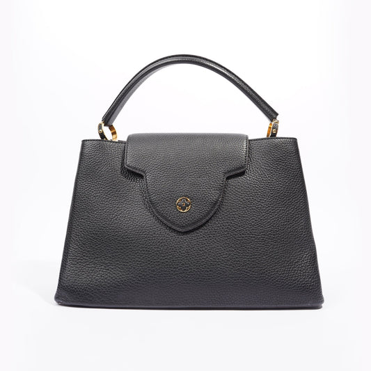 Louis Vuitton Womens Capucines Black Taurillon Leather MM