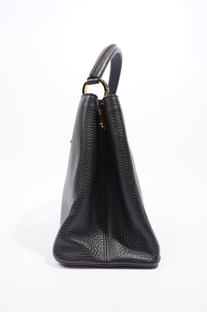 Louis Vuitton Womens Capucines Black Taurillon Leather MM