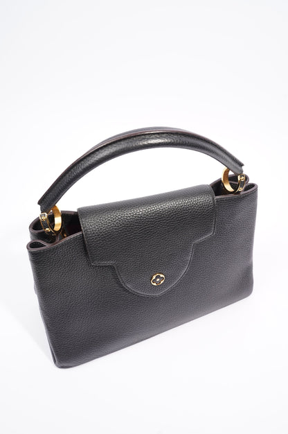 Louis Vuitton Womens Capucines Black Taurillon Leather MM