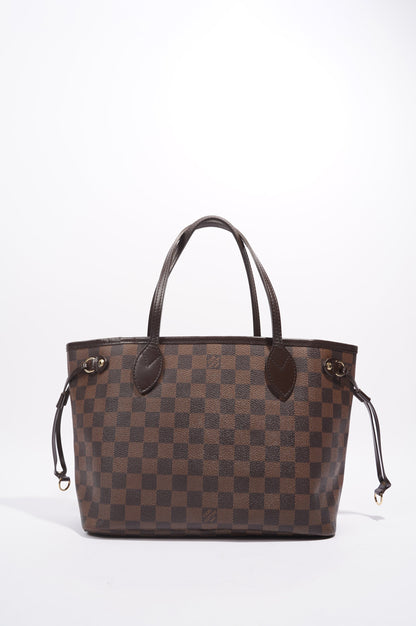 Louis Vuitton Womens Neverfull Bag Damier Ebene Canvas PM