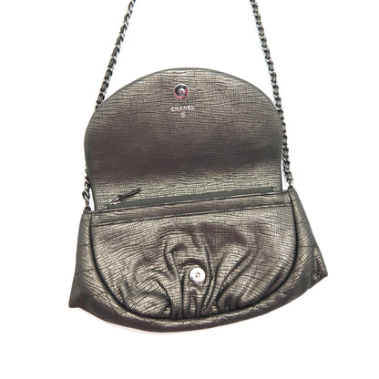 CHANEL HALF MOON WALLET ON CHAIN IN GREY
