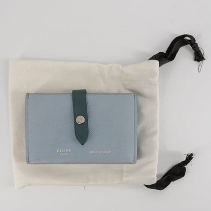 Celine Dusty Blue Grained Leather Accordeon Card Holder