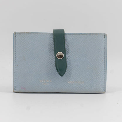 Celine Dusty Blue Grained Leather Accordeon Card Holder