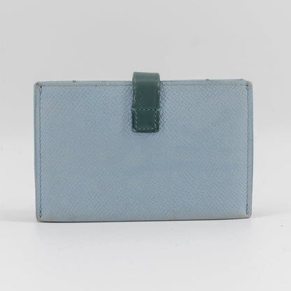 Celine Dusty Blue Grained Leather Accordeon Card Holder