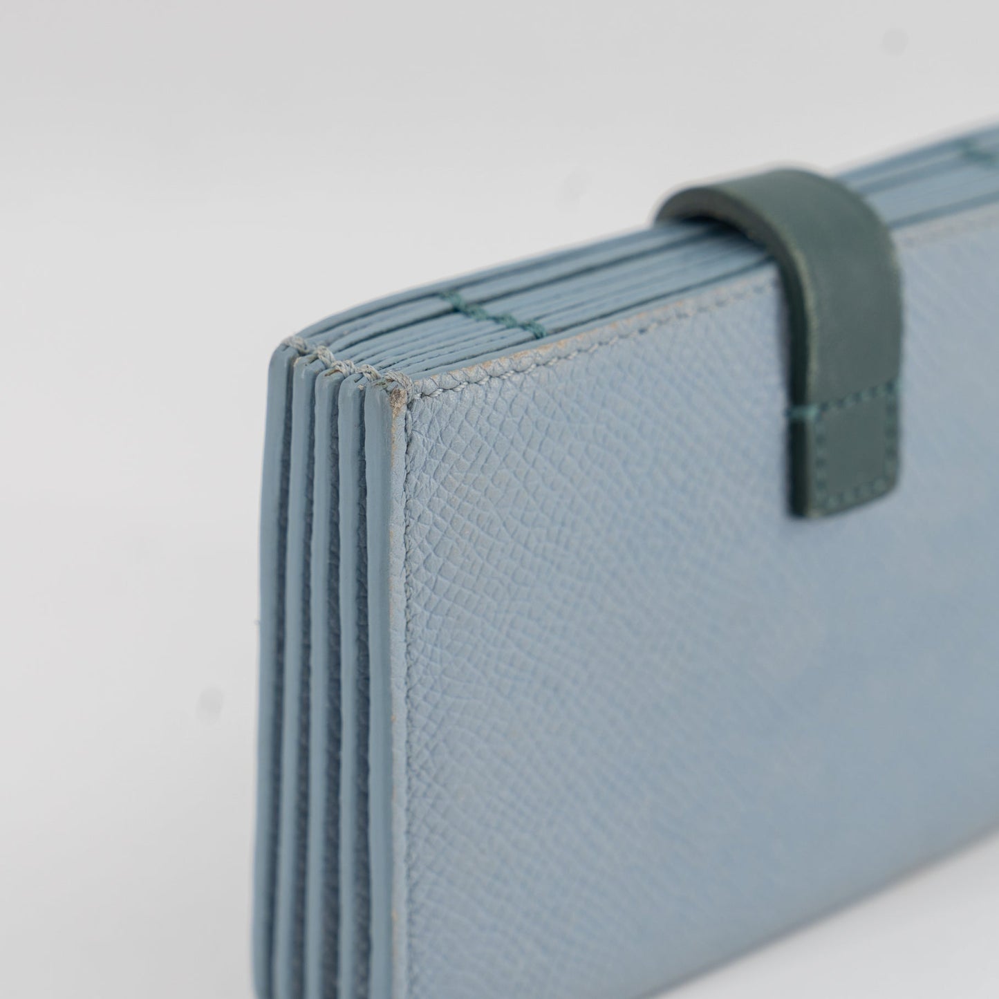 Celine Dusty Blue Grained Leather Accordeon Card Holder