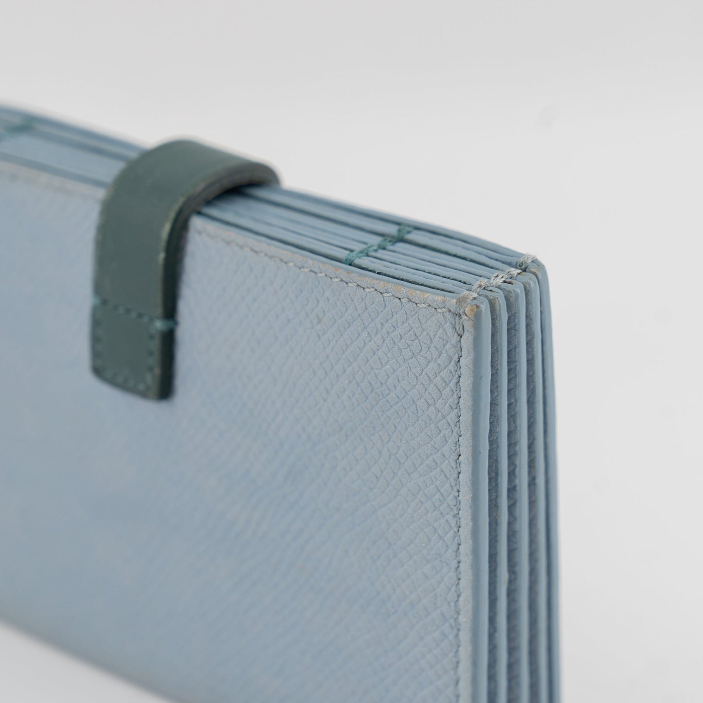 Celine Dusty Blue Grained Leather Accordeon Card Holder