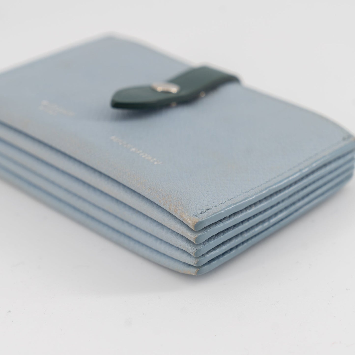 Celine Dusty Blue Grained Leather Accordeon Card Holder