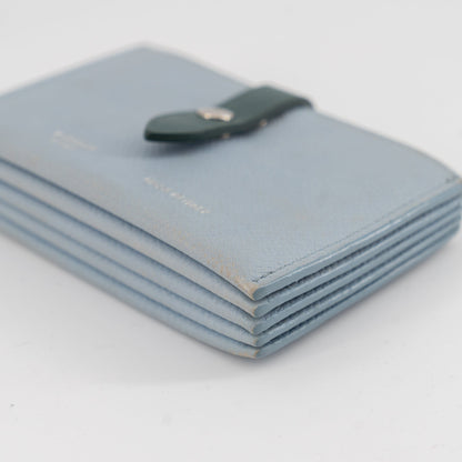 Celine Dusty Blue Grained Leather Accordeon Card Holder