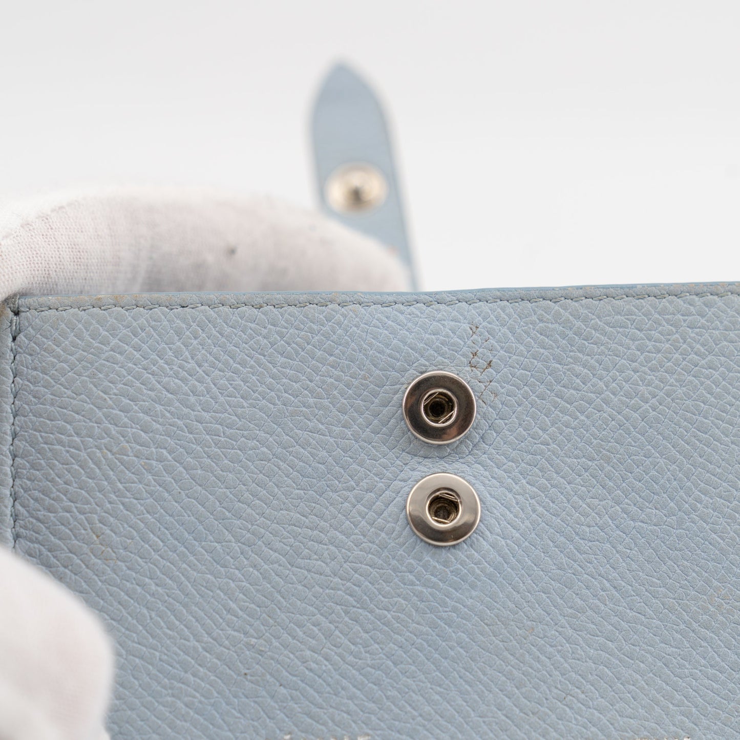Celine Dusty Blue Grained Leather Accordeon Card Holder