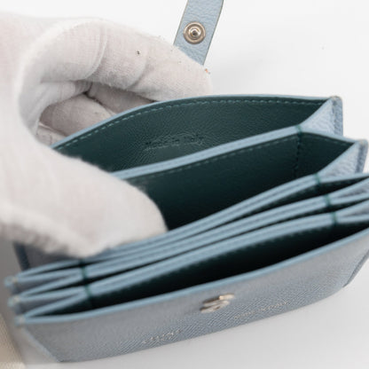 Celine Dusty Blue Grained Leather Accordeon Card Holder