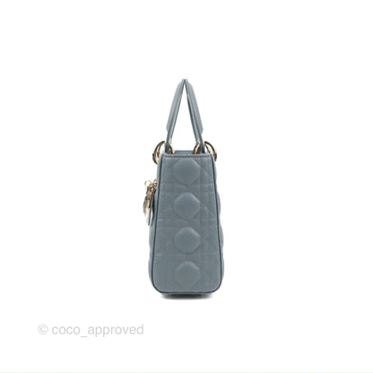 Christian Dior My ABCDior Lady Dior Grey Blue Lambskin Gold Hardware