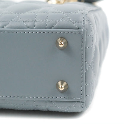 Christian Dior My ABCDior Lady Dior Grey Blue Lambskin Gold Hardware