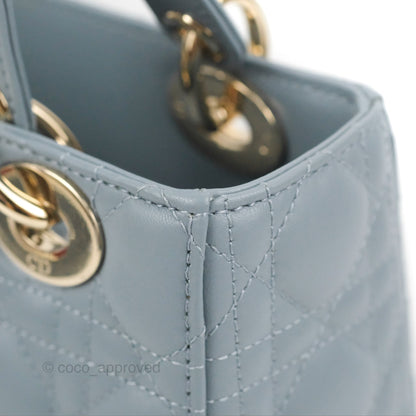 Christian Dior My ABCDior Lady Dior Grey Blue Lambskin Gold Hardware