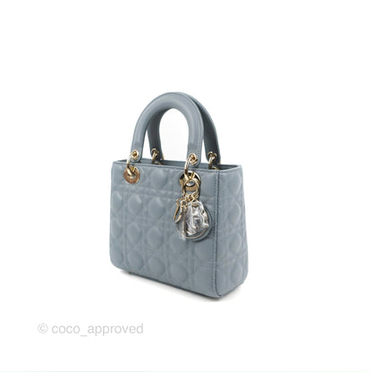 Christian Dior My ABCDior Lady Dior Grey Blue Lambskin Gold Hardware
