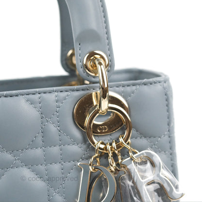 Christian Dior My ABCDior Lady Dior Grey Blue Lambskin Gold Hardware