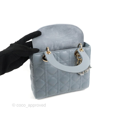 Christian Dior My ABCDior Lady Dior Grey Blue Lambskin Gold Hardware