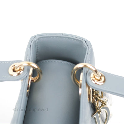 Christian Dior My ABCDior Lady Dior Grey Blue Lambskin Gold Hardware