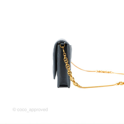 Dior Caro Pouch With Chain Cloud Blue Cannage Calfskin