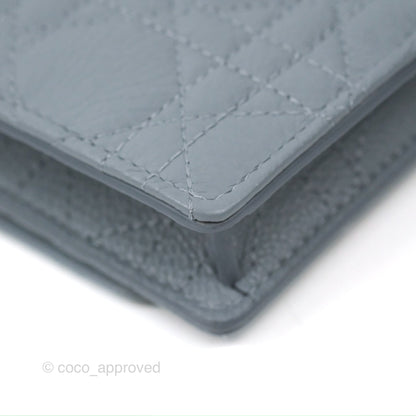 Dior Caro Pouch With Chain Cloud Blue Cannage Calfskin