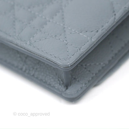Dior Caro Pouch With Chain Cloud Blue Cannage Calfskin