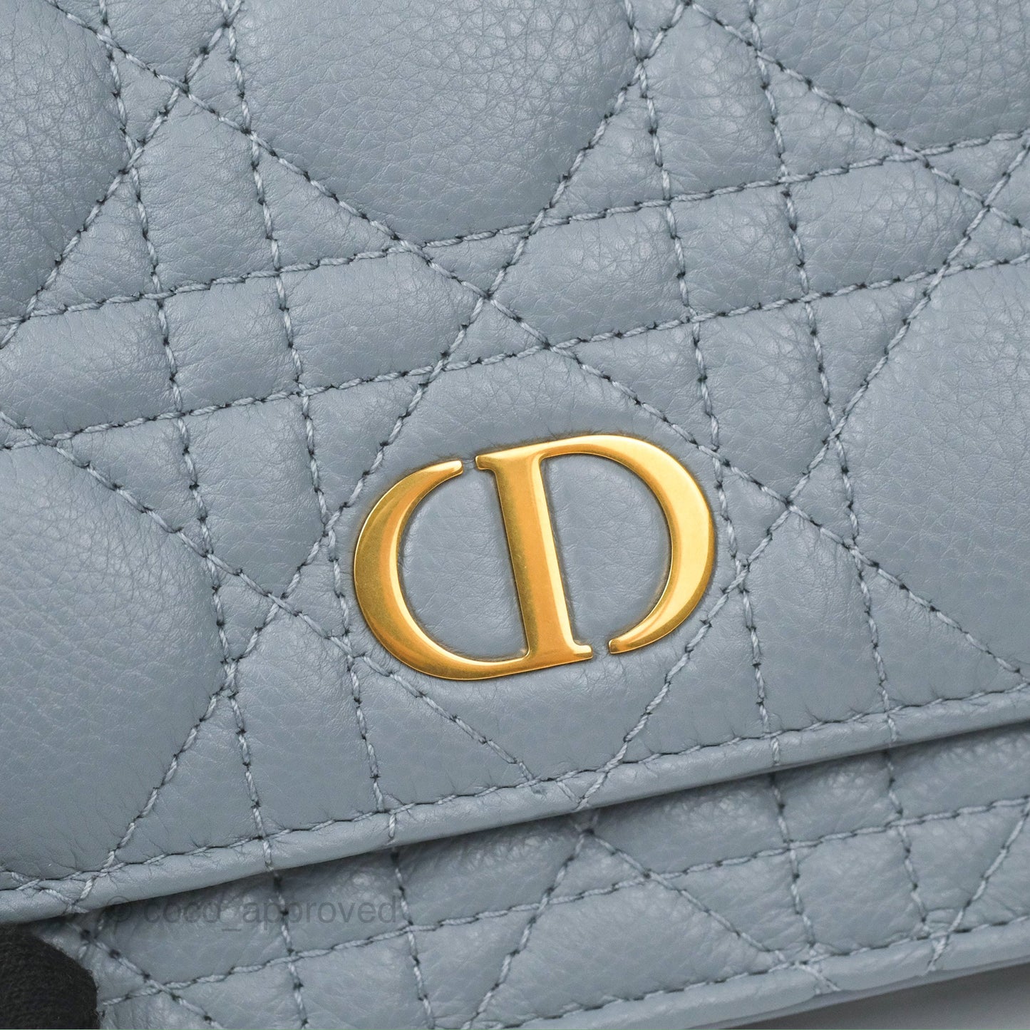 Dior Caro Pouch With Chain Cloud Blue Cannage Calfskin