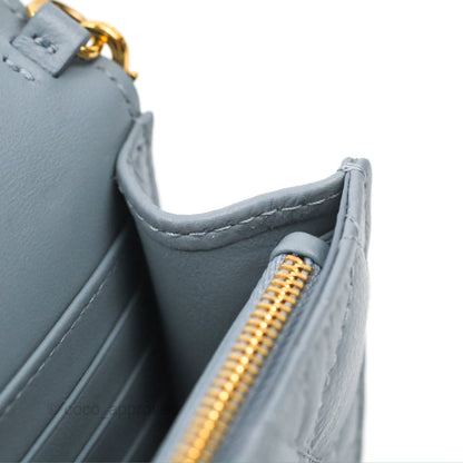 Dior Caro Pouch With Chain Cloud Blue Cannage Calfskin