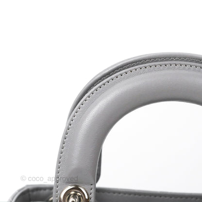 Christian Dior Mini Lady Dior Grey Lambskin Cannage Silver Hardware