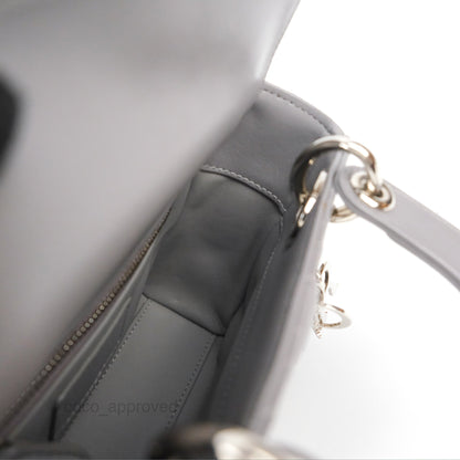 Christian Dior Mini Lady Dior Grey Lambskin Cannage Silver Hardware