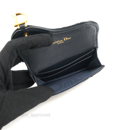 Christian Dior Saddle Flap Card Holder Blue Dior Oblique Jacquard