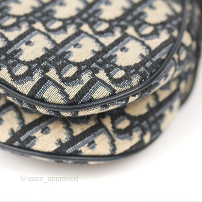 Christian Dior Mini Saddle Bag Blue Oblique Jacquard Gold Hardware