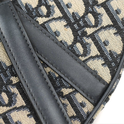 Christian Dior Mini Saddle Bag Blue Oblique Jacquard Gold Hardware