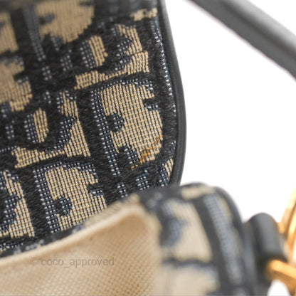 Christian Dior Mini Saddle Bag Blue Oblique Jacquard Gold Hardware