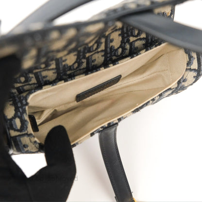 Christian Dior Mini Saddle Bag Blue Oblique Jacquard Gold Hardware