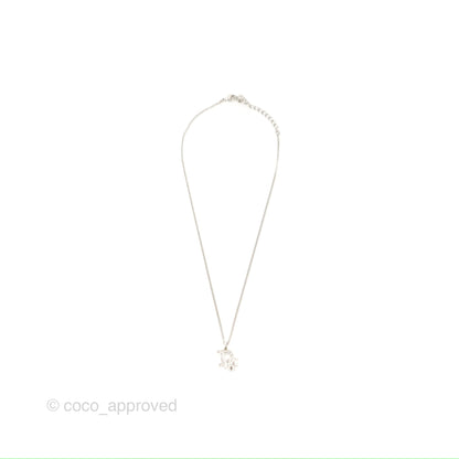 Christian Dior Crystal Oblique Necklace Silver Tone