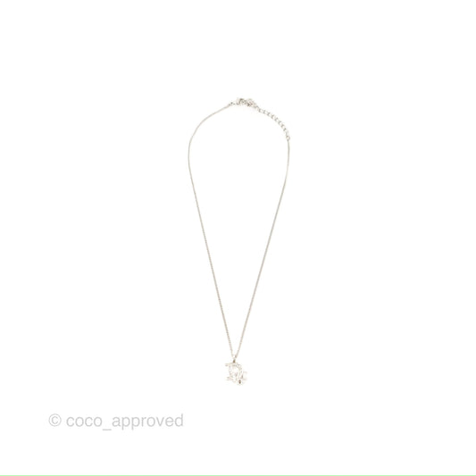 Christian Dior Crystal Oblique Necklace Silver Tone