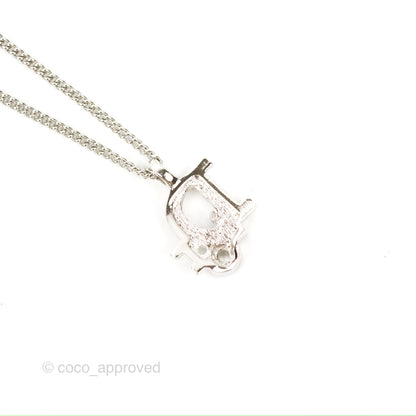 Christian Dior Crystal Oblique Necklace Silver Tone