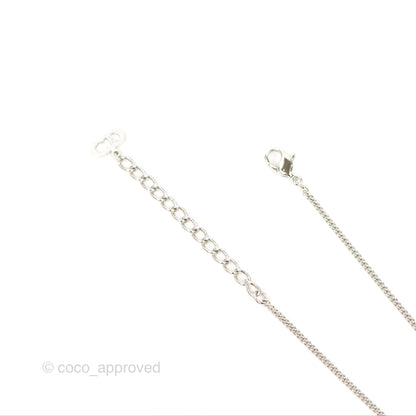 Christian Dior Crystal Oblique Necklace Silver Tone