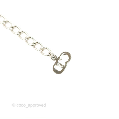 Christian Dior Crystal Oblique Necklace Silver Tone