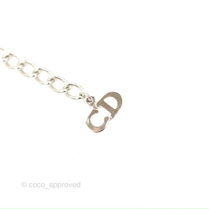 Christian Dior Crystal Oblique Necklace Silver Tone