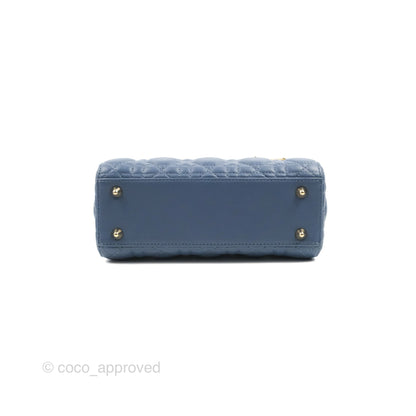 Christian Dior My ABCDior Lady Dior Blue Lambskin Gold Hardware